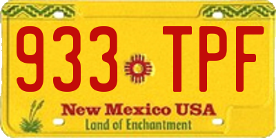 NM license plate 933TPF