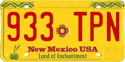 NM license plate 933TPN