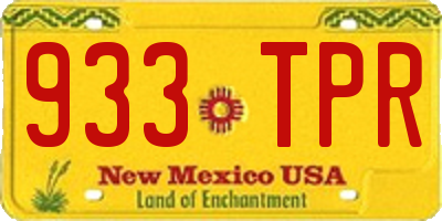 NM license plate 933TPR