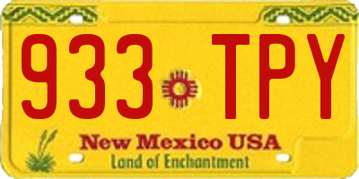 NM license plate 933TPY