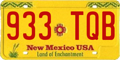 NM license plate 933TQB