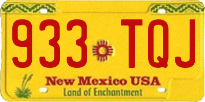 NM license plate 933TQJ