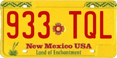 NM license plate 933TQL