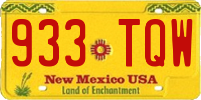 NM license plate 933TQW