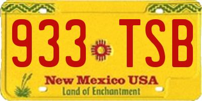 NM license plate 933TSB