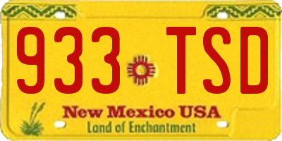 NM license plate 933TSD