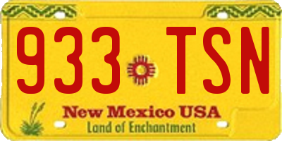 NM license plate 933TSN