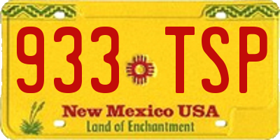 NM license plate 933TSP