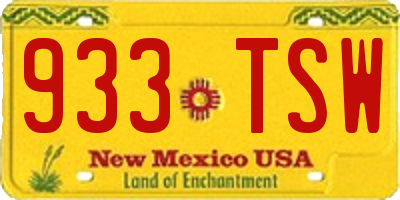 NM license plate 933TSW