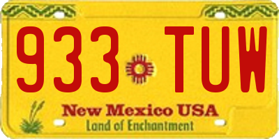 NM license plate 933TUW
