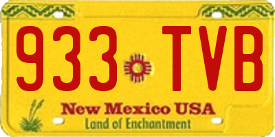 NM license plate 933TVB