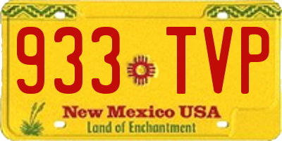 NM license plate 933TVP