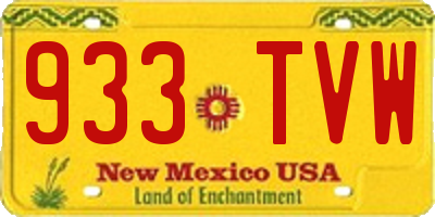 NM license plate 933TVW