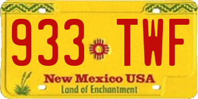 NM license plate 933TWF