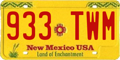NM license plate 933TWM
