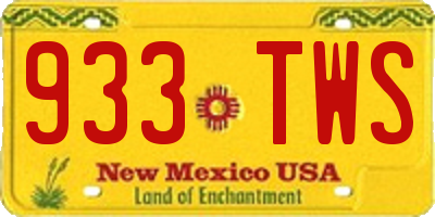 NM license plate 933TWS