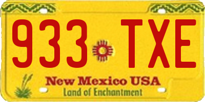 NM license plate 933TXE