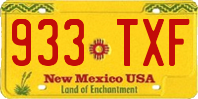 NM license plate 933TXF