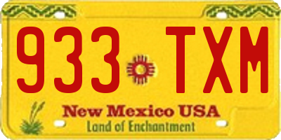 NM license plate 933TXM