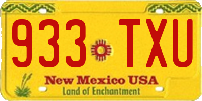 NM license plate 933TXU