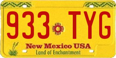 NM license plate 933TYG