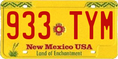 NM license plate 933TYM