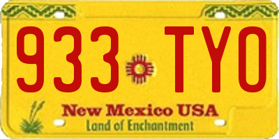 NM license plate 933TYO
