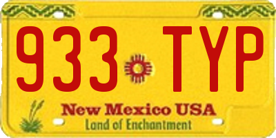 NM license plate 933TYP