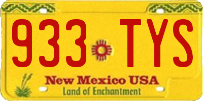 NM license plate 933TYS
