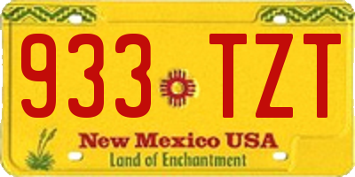 NM license plate 933TZT