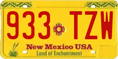 NM license plate 933TZW