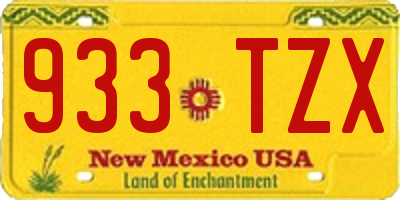 NM license plate 933TZX