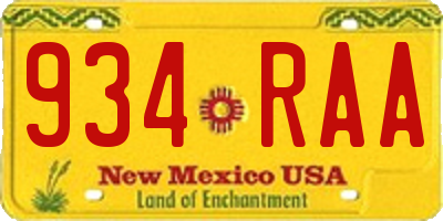 NM license plate 934RAA