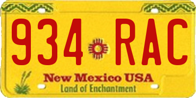 NM license plate 934RAC
