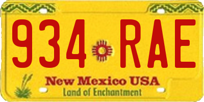 NM license plate 934RAE