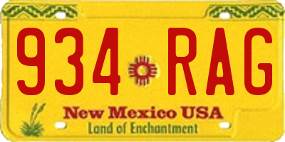 NM license plate 934RAG