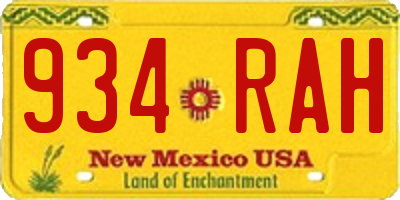 NM license plate 934RAH