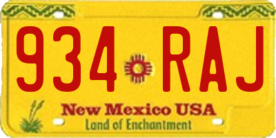 NM license plate 934RAJ