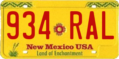 NM license plate 934RAL