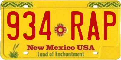 NM license plate 934RAP