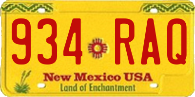 NM license plate 934RAQ