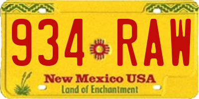 NM license plate 934RAW