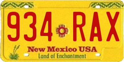 NM license plate 934RAX
