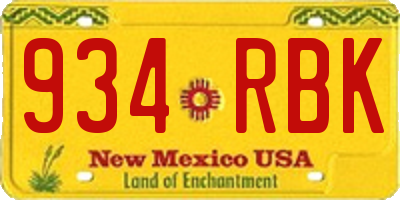 NM license plate 934RBK