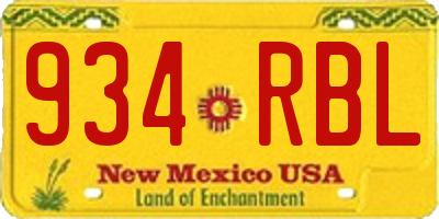 NM license plate 934RBL