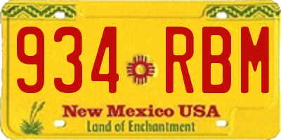 NM license plate 934RBM
