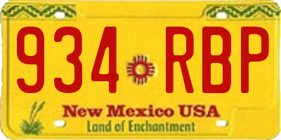 NM license plate 934RBP