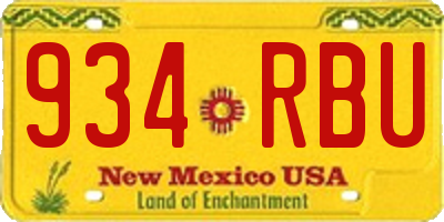 NM license plate 934RBU