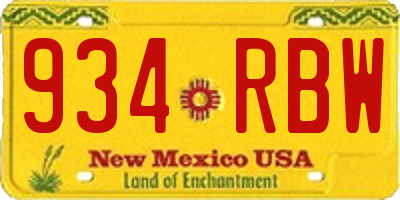 NM license plate 934RBW