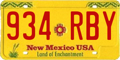 NM license plate 934RBY